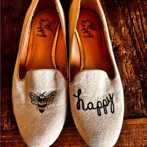 Beige Embroidered Women's Loafers